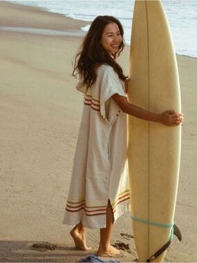 Sand cloud Beach Hooded Poncho with Retro Stripe